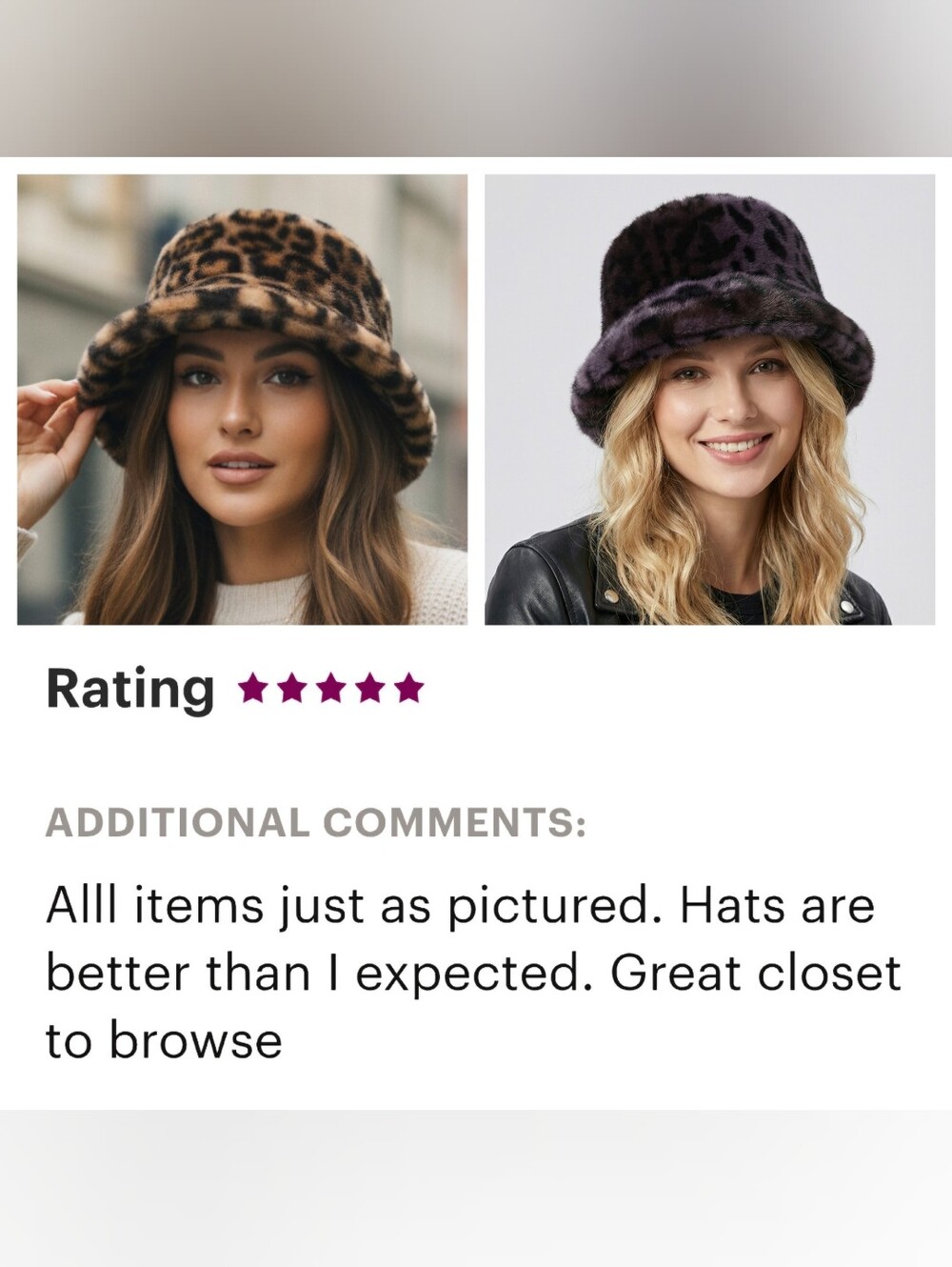 Faux Fur Bucket Hat Animal Print -3 Different Styles Leopard Print Cheetah Print - Picture 4 of 16